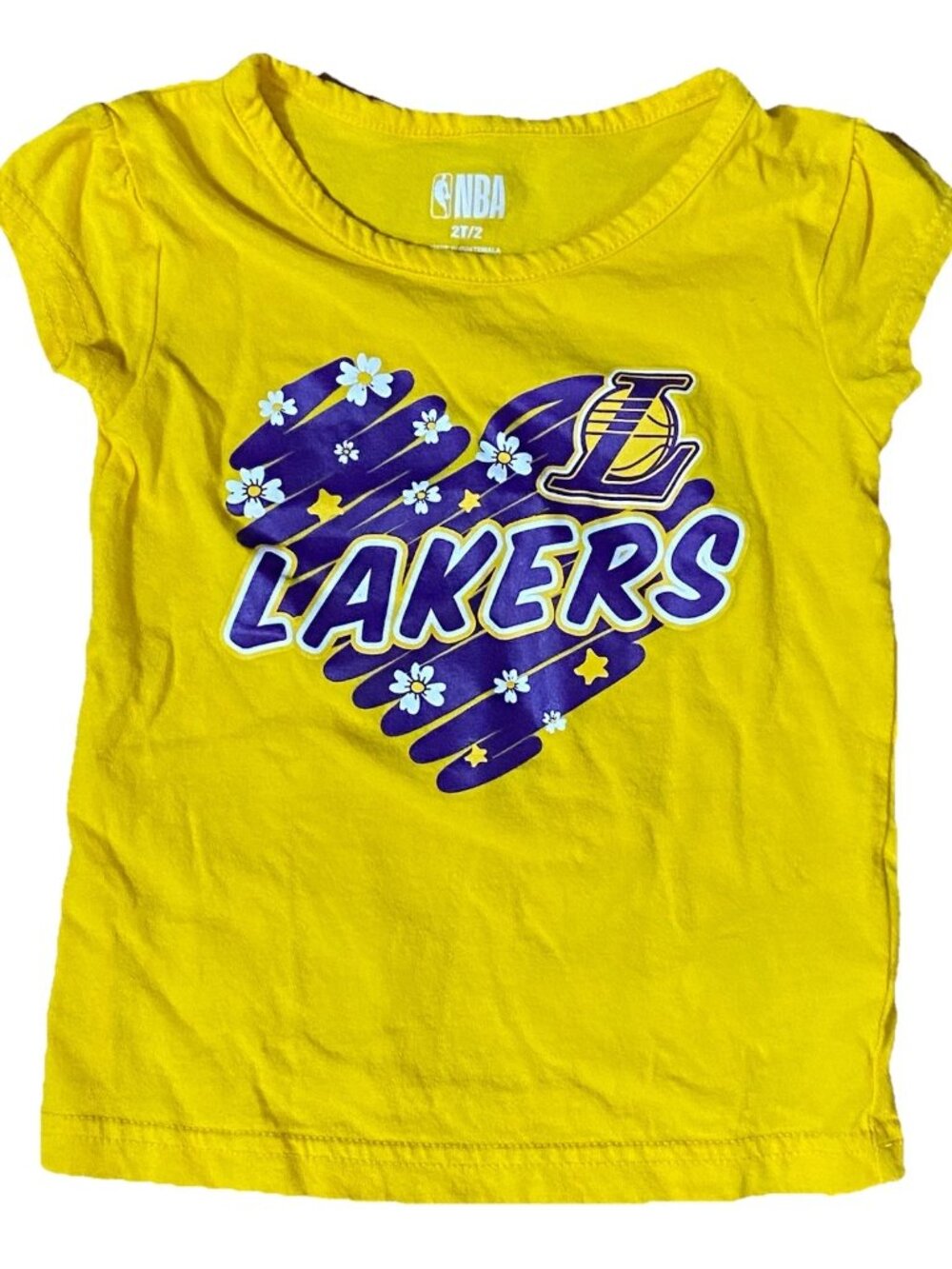 2T Size - Los Angeles LA Lakers Heart Baby Toddler Top Girls NBA Tee Shirt